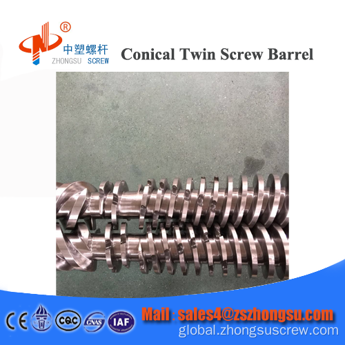 Heat Transfer Conical Twin Screw Barrel bimetallic screw and barrel for plastic extruder machine Manufactory